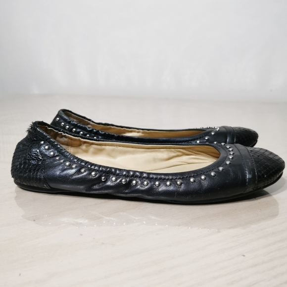 Coach Delia Studded Leather Ballet Flats - Picture 1 of 16